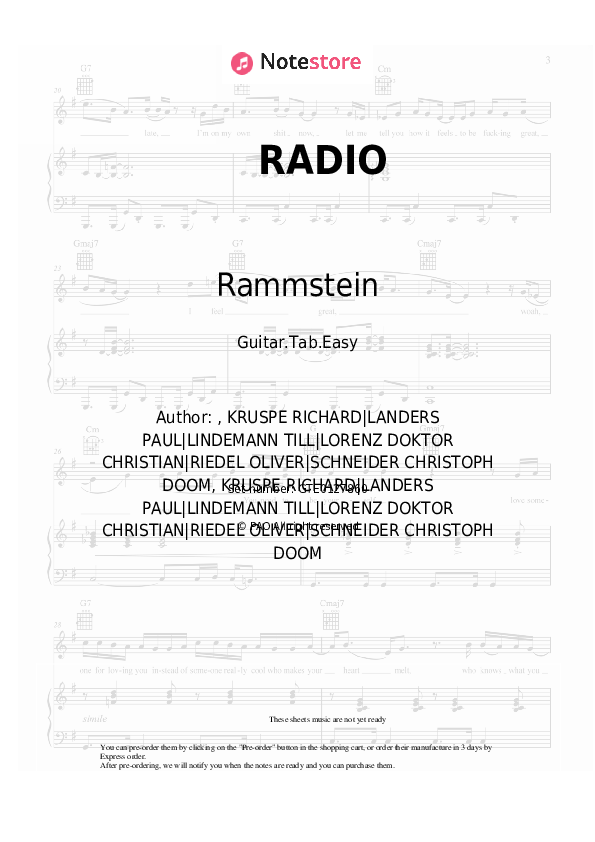 Easy Tabs Rammstein - RADIO - Guitar.Tab.Easy