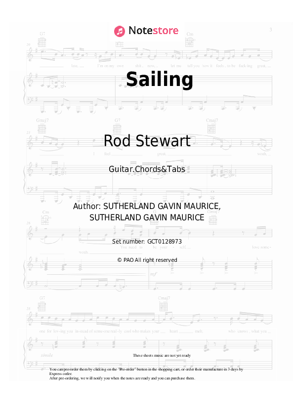 Chords Rod Stewart - Sailing - Guitar.Chords&Tabs