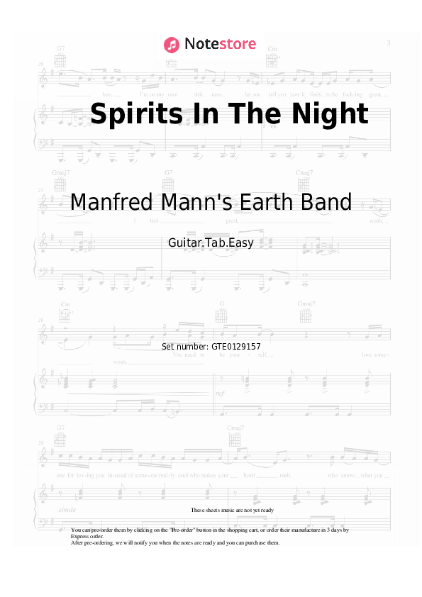 Easy Tabs Manfred Mann's Earth Band - Spirits In The Night - Guitar.Tab.Easy