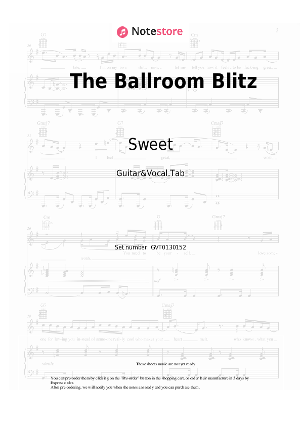 Chords and Voice Sweet - The Ballroom Blitz - Guitar&Vocal.Tab