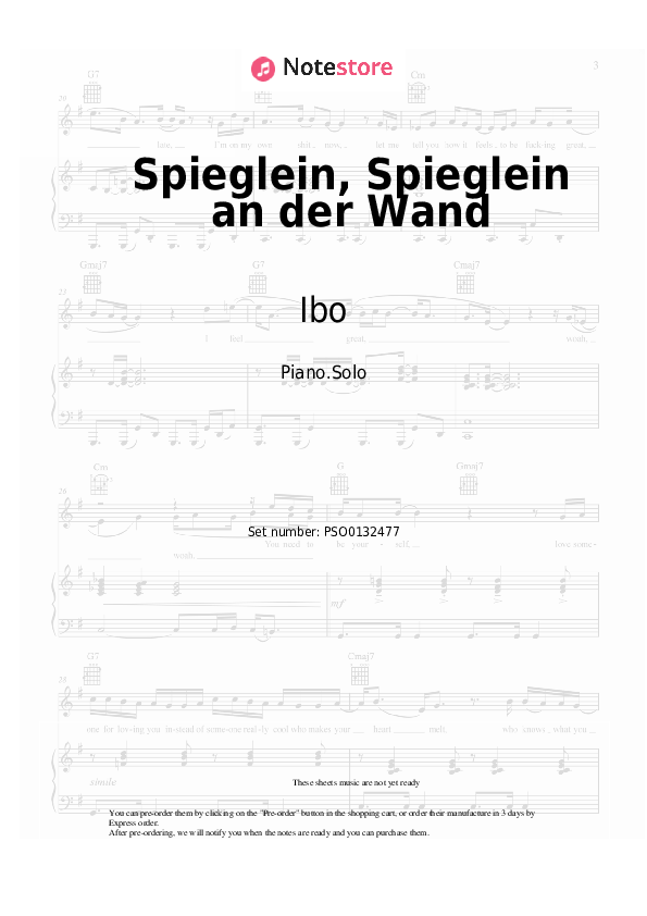 Sheet music Ibo, Stereoact - Spieglein, Spieglein an der Wand (NewHouse Remix) - Piano.Solo