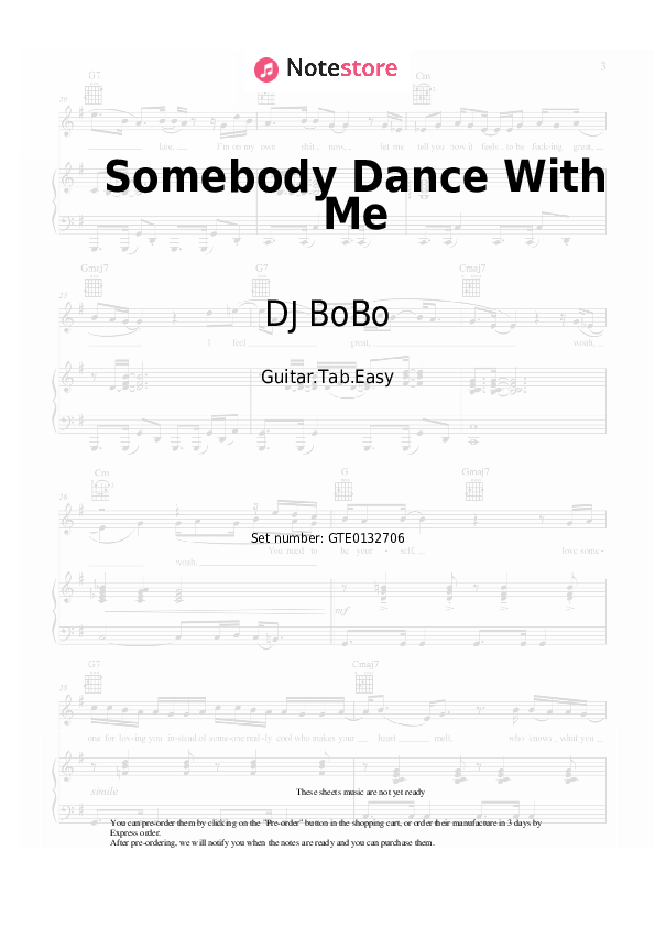 Easy Tabs DJ BoBo - Somebody Dance With Me - Guitar.Tab.Einfach