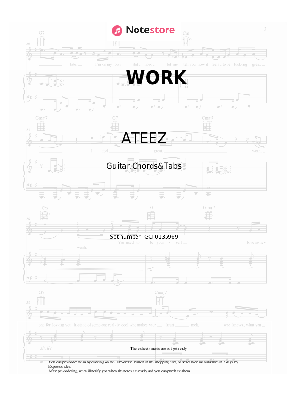 Chords ATEEZ - WORK - Guitar.Chords&Tabs