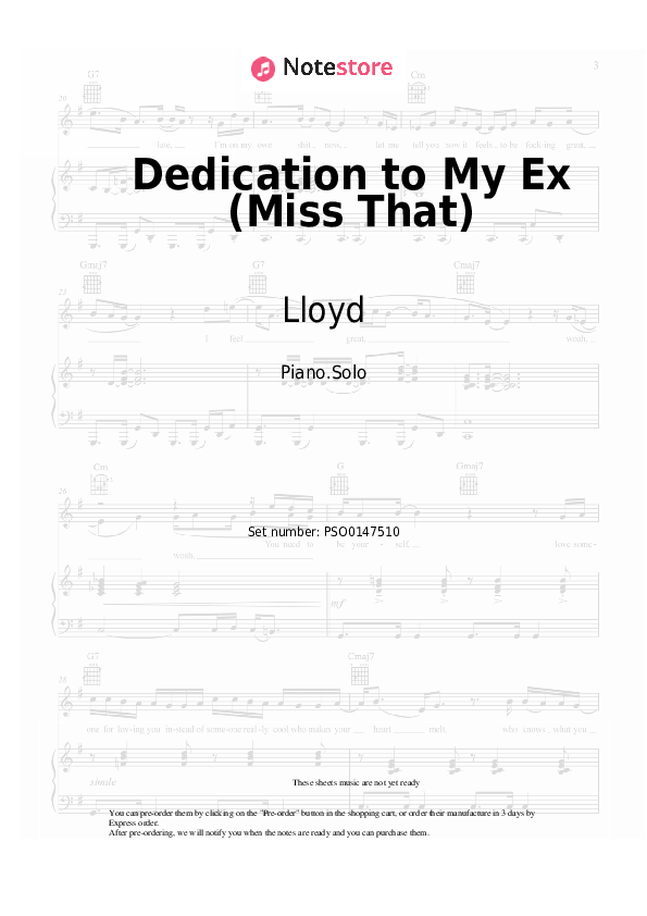 Sheet music Lloyd, Lil Wayne, André 3000 - Dedication to My Ex (Miss That) - Piano.Solo