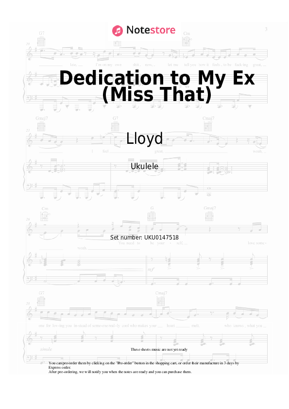 Sheet music Lloyd, Lil Wayne, André 3000 - Dedication to My Ex (Miss That) - Ukulele