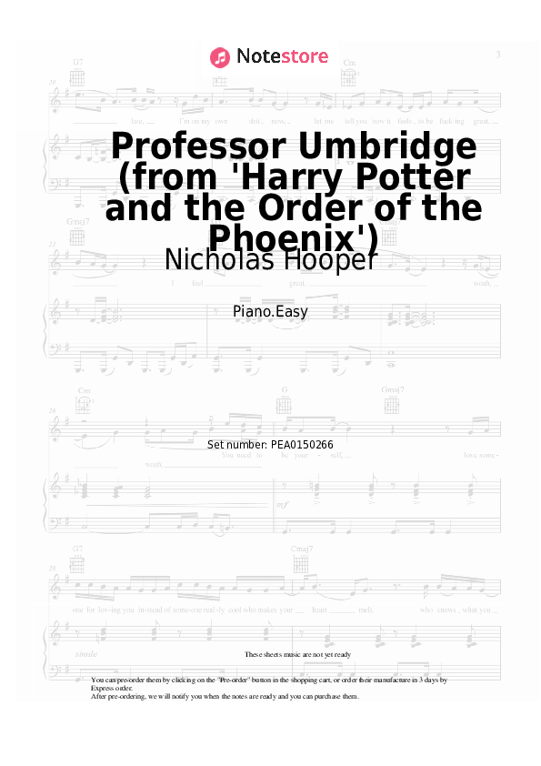 Easy sheet music Nicholas Hooper - Professor Umbridge (from 'Harry Potter and the Order of the Phoenix') - Piano.Easy