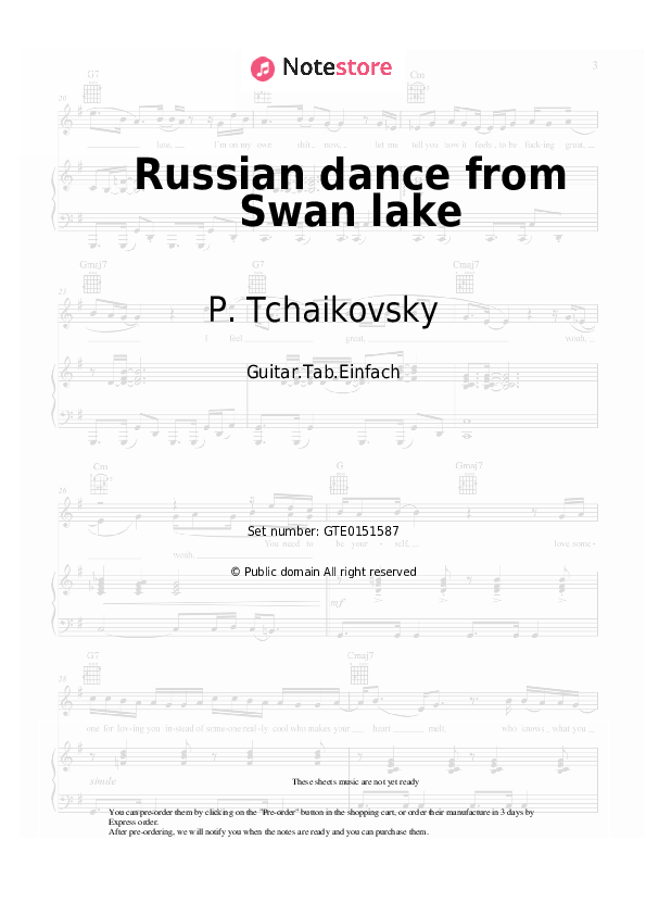 Easy Tabs P. Tchaikovsky - Russian dance from Swan lake - Guitar.Tab.Einfach