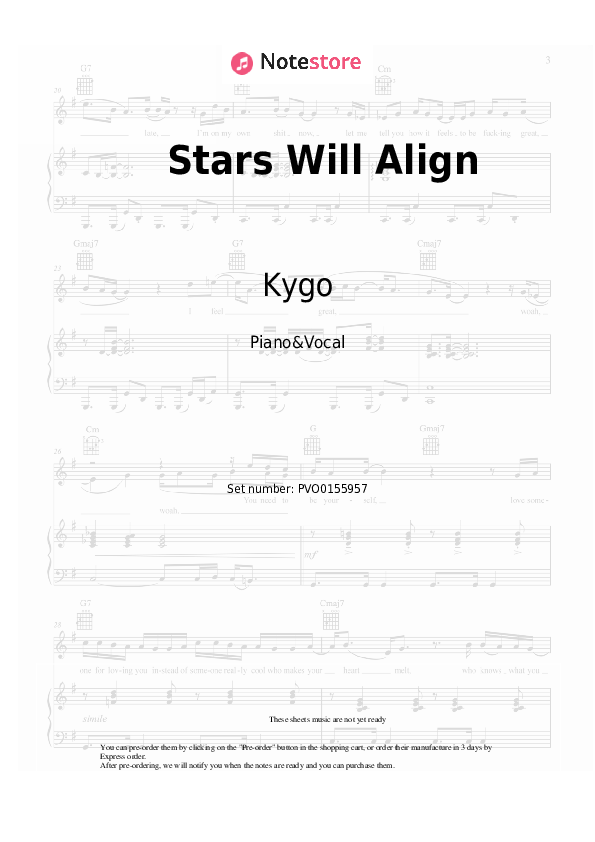 Stars Will Align - Kygo, Imagine Dragons Piano Sheet Music with the Voice part - Piano&Vocal