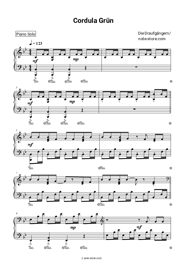 Sheet music Die Draufgänger - Cordula Grün - Piano.Solo