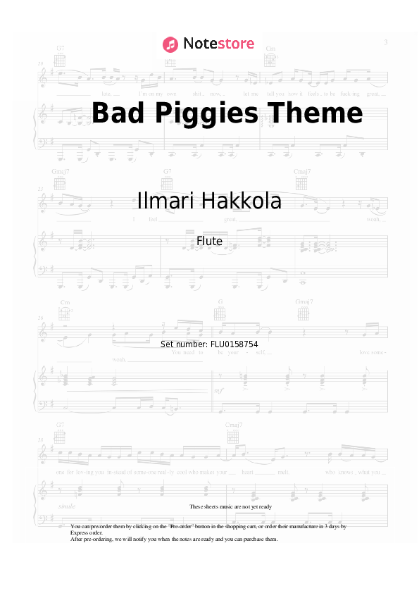 Bad Piggies Theme - Ilmari Hakkola Flute Sheet Music - Flute