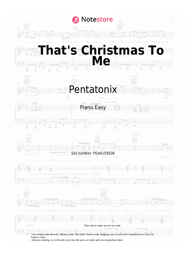 That's Christmas To Me - Pentatonix Piano Sheet Music Easy - Piano.Easy