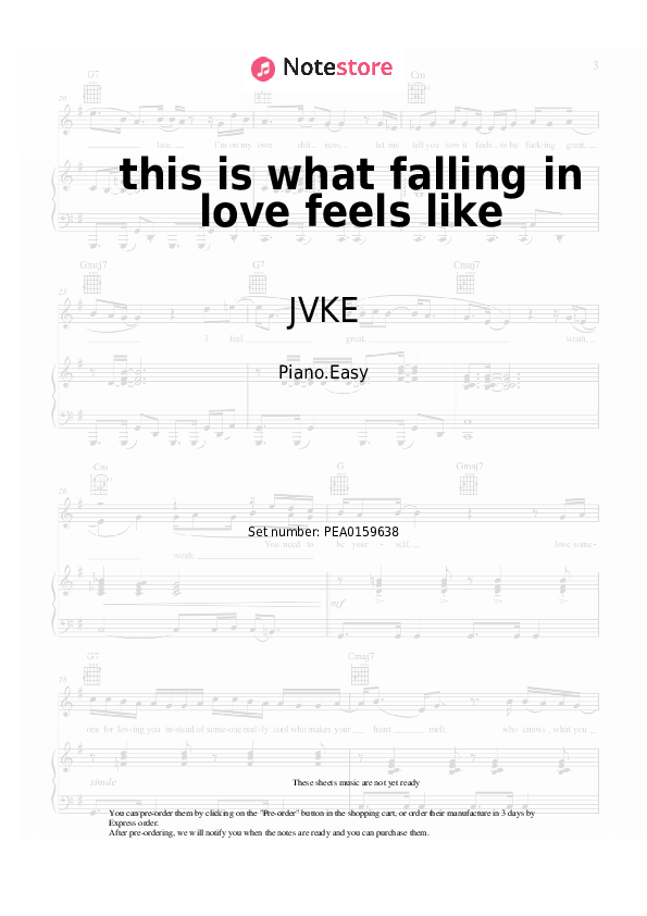 ​this is what falling in love feels like - JVKE Piano Sheet Music Easy - Piano.Easy