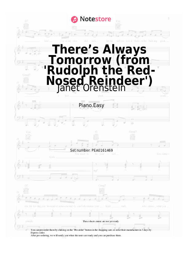 There’s Always Tomorrow (from 'Rudolph the Red-Nosed Reindeer') - Janet Orenstein Piano Sheet Music Easy - Piano.Easy