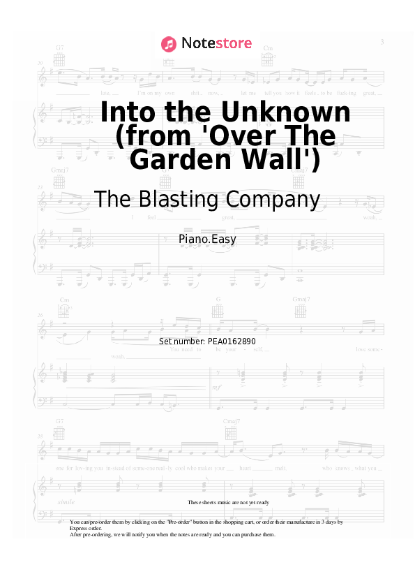 Into the Unknown (from 'Over The Garden Wall') - The Blasting Company, Jack Jones Piano Sheet Music Easy - Piano.Easy