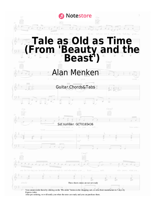 Tale as Old as Time (From 'Beauty and the Beast') - Alan Menken, Angela Lansbury Chords and Tabs - Guitar.Chords&Tabs