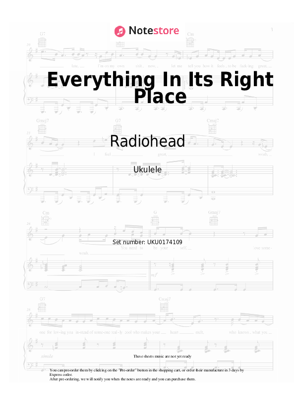 Everything In Its Right Place - Radiohead Ukulele Sheet Music - Ukulele