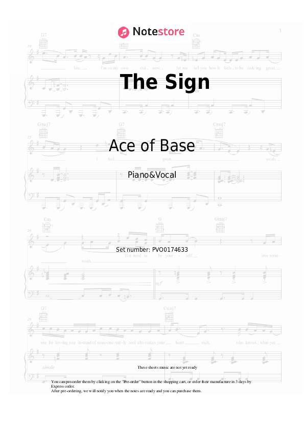 The Sign - Ace of Base Piano Sheet Music with the Voice part - Piano&Vocal