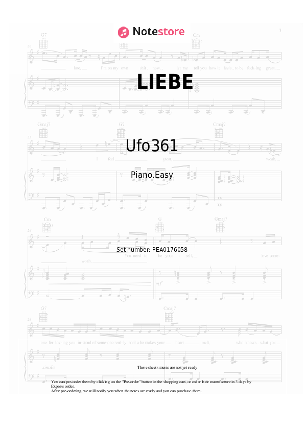 LIEBE - Ufo361, Nina Chuba Piano Sheet Music Easy - Piano.Easy