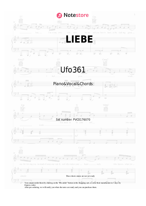 LIEBE - Ufo361, Nina Chuba Piano Sheet Music with the Vocal and Chords - Piano&Vocal&Chords