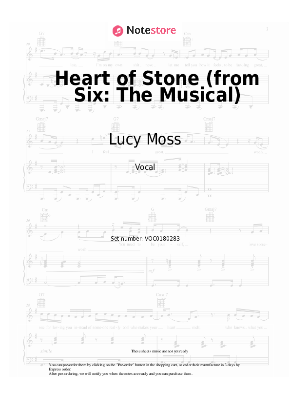 Heart of Stone (from Six: The Musical) - Lucy Moss, Toby Marlow Vocal Sheet Music - Vocal