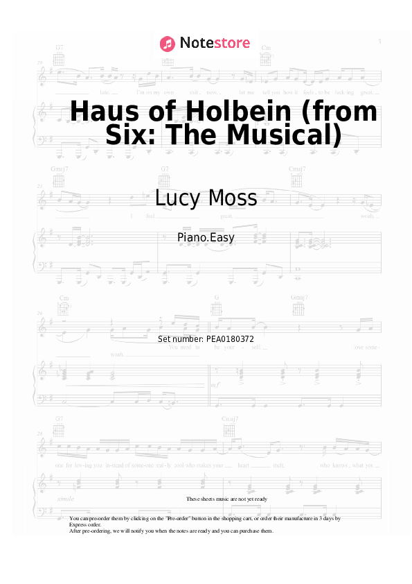 Haus of Holbein (from Six: The Musical) - Lucy Moss, Toby Marlow Piano Sheet Music Easy - Piano.Easy