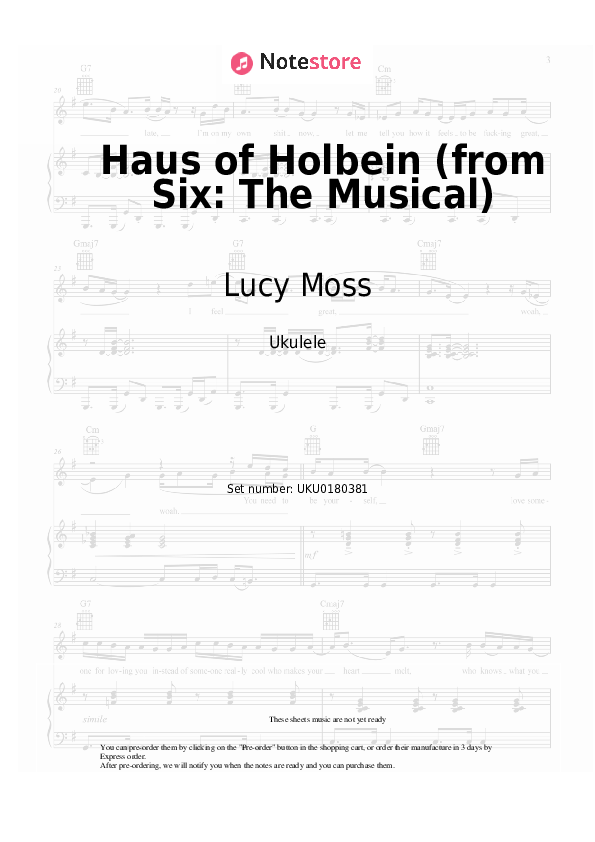 Haus of Holbein (from Six: The Musical) - Lucy Moss, Toby Marlow Ukulele Sheet Music - Ukulele