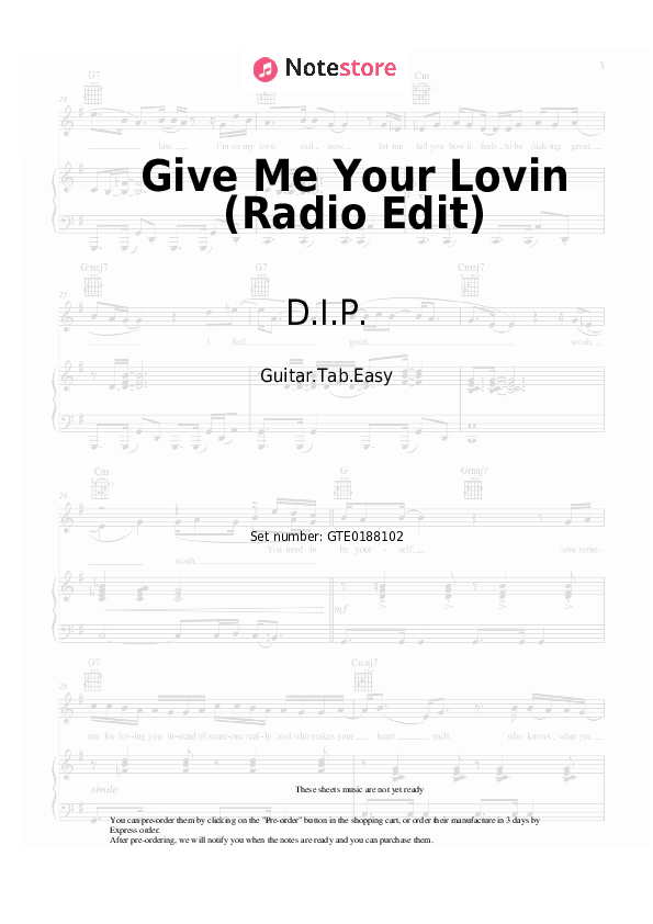 Give Me Your Lovin (Radio Edit) - D.I.P. Tabs Easy - Guitar.Tab.Easy