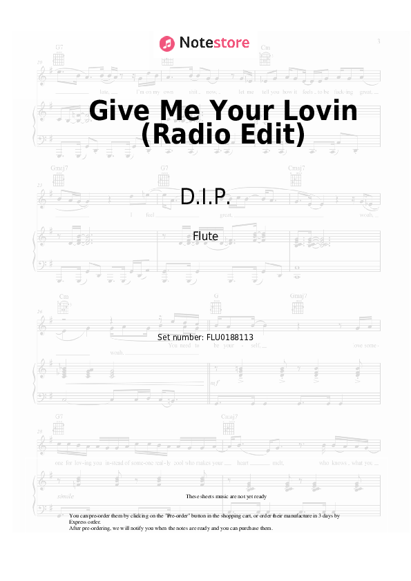 Give Me Your Lovin (Radio Edit) - D.I.P. Flute Sheet Music - Flute