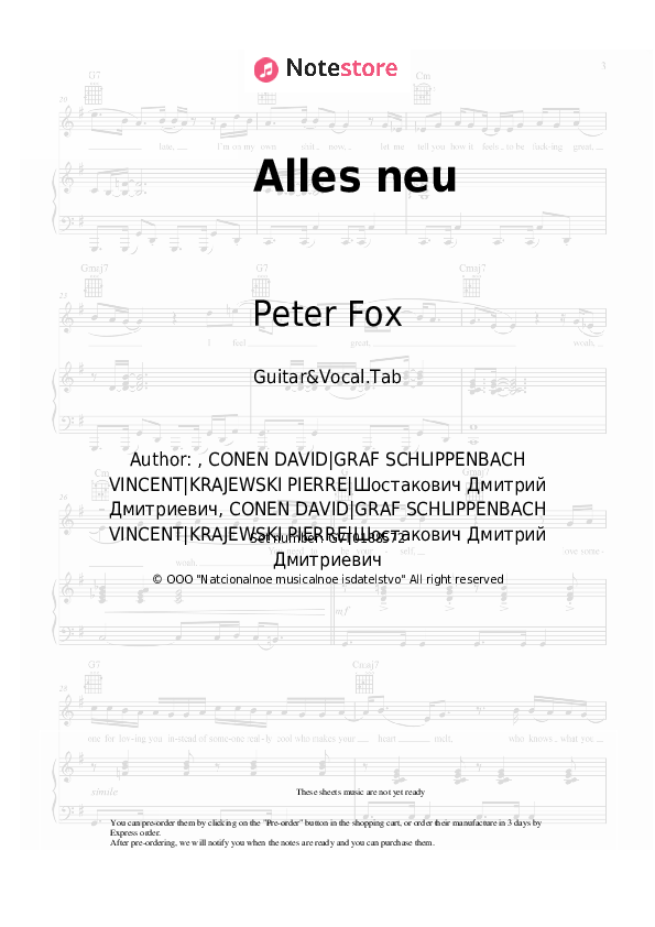 Alles neu - Peter Fox Chords and Voice - Guitar&Vocal.Tab