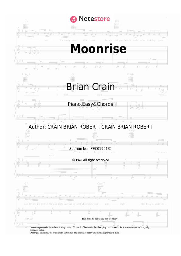 Moonrise - Brian Crain Sheet Music Easy and Chords - Piano.Easy&Chords