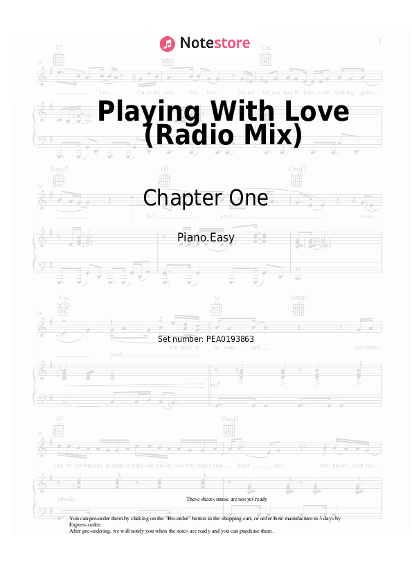 Playing With Love (Radio Mix) - Chapter One Piano Sheet Music Easy - Piano.Easy