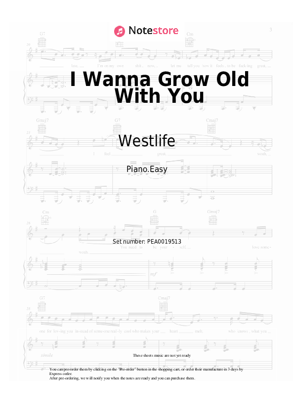 Easy sheet music Westlife - I Wanna Grow Old With You - Piano.Easy