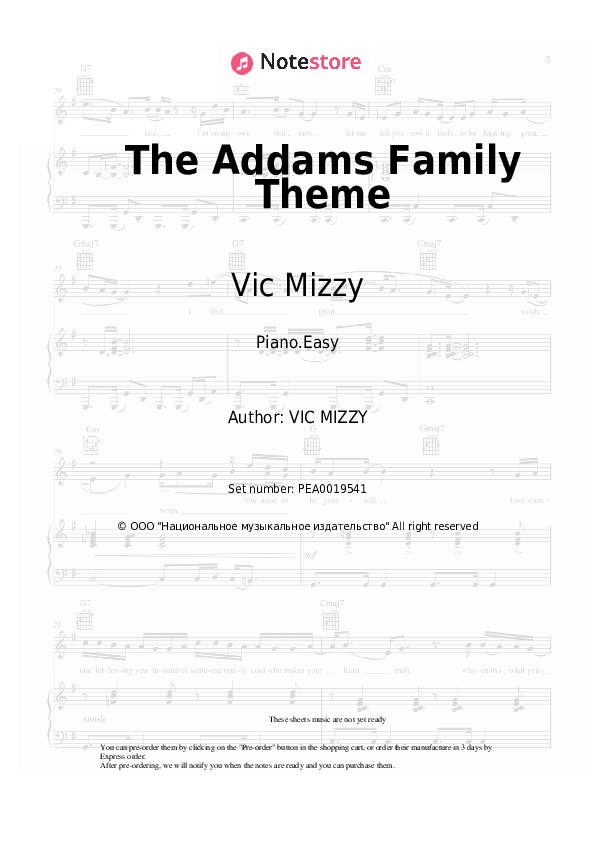 The Addams Family Theme - Vic Mizzy Piano Sheet Music Easy - Piano.Easy