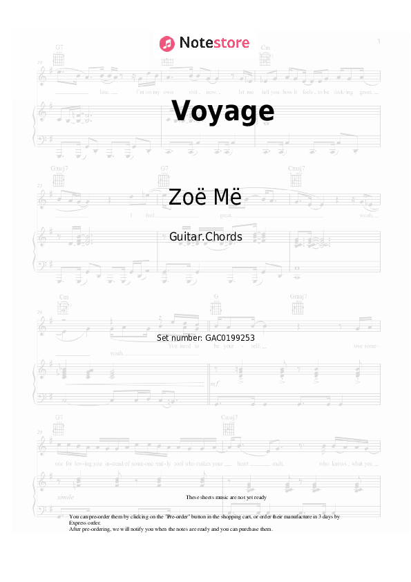 Voyage - Zoë Më Chords - Guitar.Chords