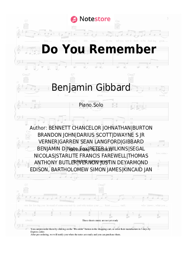 Chance the Rapper, Benjamin Gibbard - Do You Remember piano sheet music