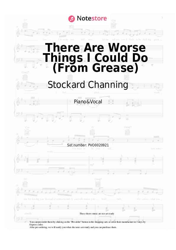 There Are Worse Things I Could Do (From Grease) - Stockard Channing Piano Sheet Music with the Voice part - Piano&Vocal