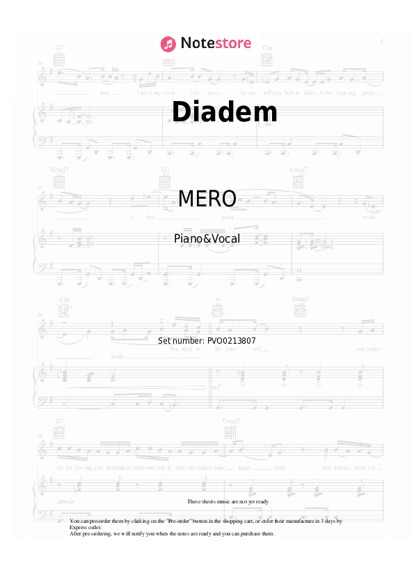 Diadem - MERO Piano Sheet Music with the Voice part - Piano&Vocal