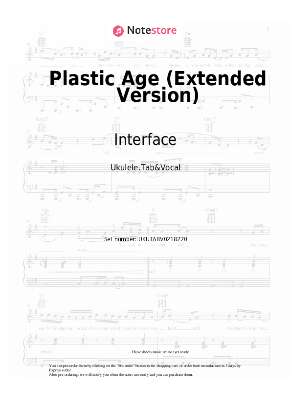Plastic Age (Extended Version) - Interface Sheet Music - Ukulele.Tab&Vocal