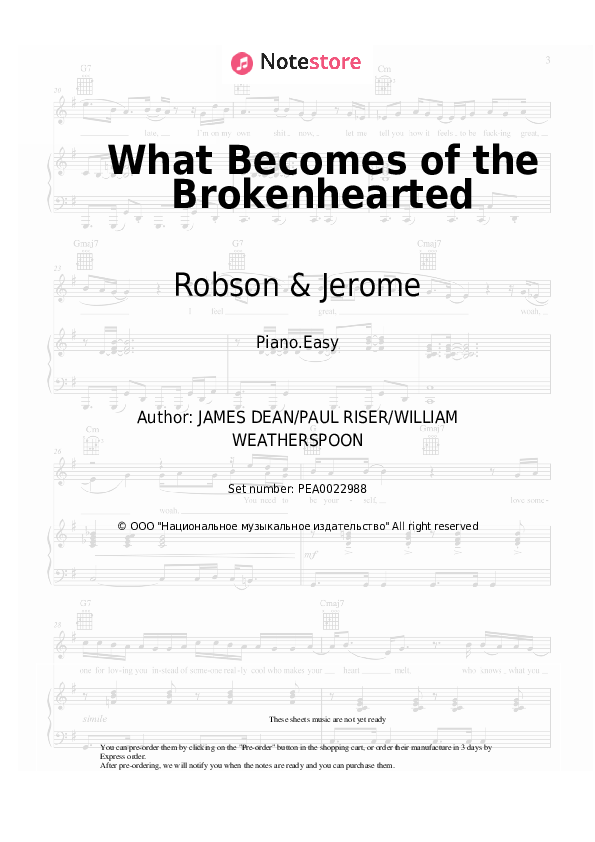 What Becomes of the Brokenhearted - Robson & Jerome Piano Sheet Music Easy - Piano.Easy