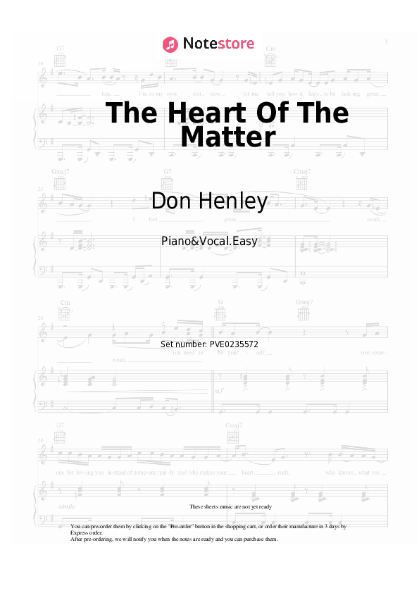 The Heart Of The Matter - Don Henley Piano Sheet Music Easy and Vocal - Piano&Vocal.Easy