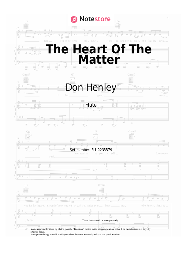 The Heart Of The Matter - Don Henley Flute Sheet Music - Flute