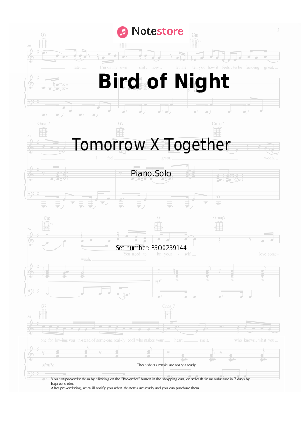 Bird of Night - Tomorrow X Together Piano Sheet Music - Piano.Solo