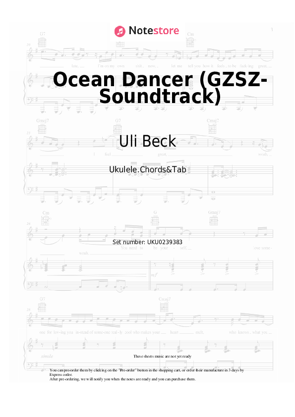 Ocean Dancer (GZSZ-Soundtrack) - Uli Beck Ukulele Sheet Music - Ukulele.Chords&Tab