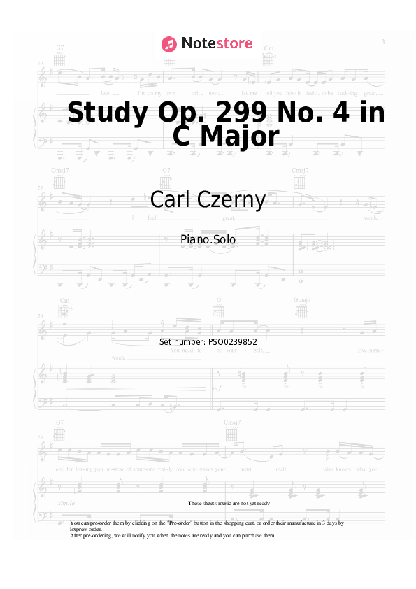 Study Op. 299 No. 4 in C Major - Carl Czerny Piano Sheet Music - Piano.Solo