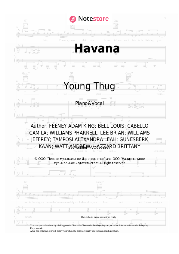 Camila Cabello, Young Thug - Havana sheet music for piano with letters ...