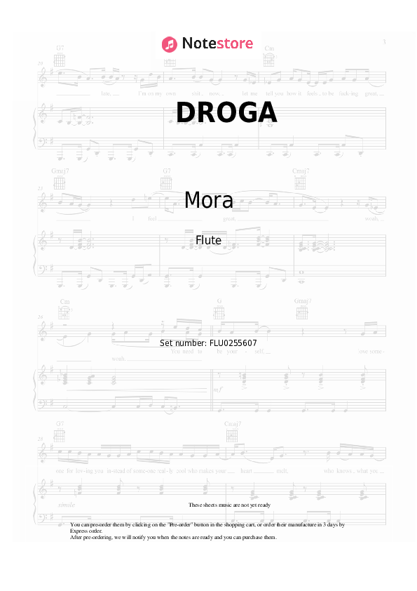 DROGA - Mora, C. Tangana Flute Sheet Music - Flute
