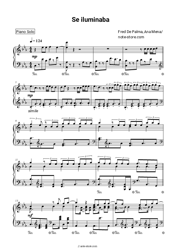 Sheet music Fred De Palma, Ana Mena - Se Iluminaba - Piano.Solo