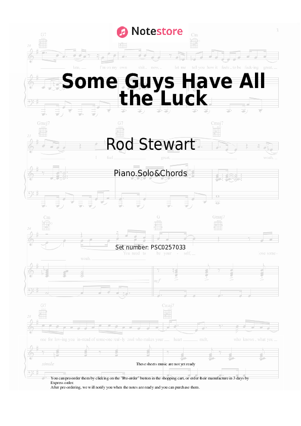 Some Guys Have All the Luck - Rod Stewart Piano Sheet Music and Chords - Piano.Solo&Chords
