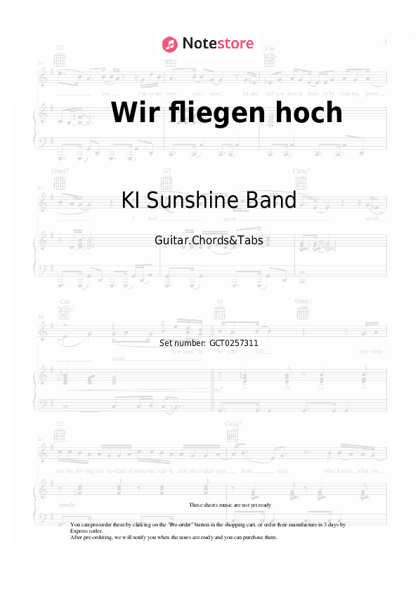 Wir fliegen hoch - KI Sunshine Band Chords and Tabs - Guitar.Chords&Tabs