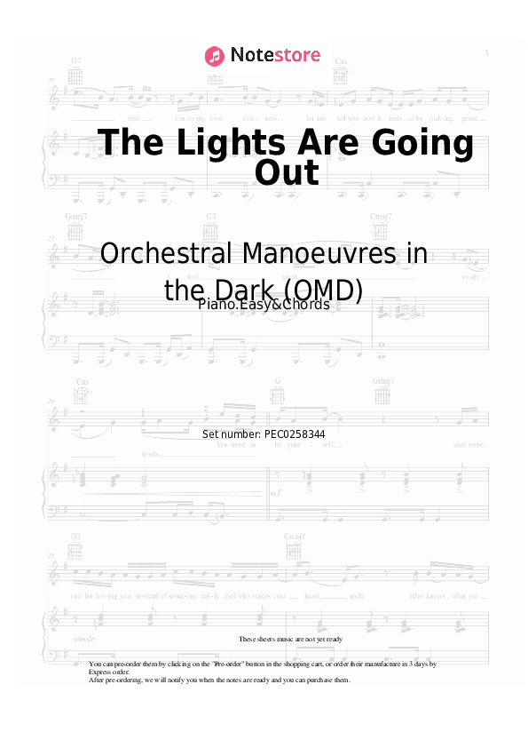 The Lights Are Going Out - Orchestral Manoeuvres in the Dark (OMD) Sheet Music Easy and Chords - Piano.Easy&Chords